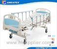 ABS Handrail Steel Bedboard double Cranks Manual Medical Hospital Bed White and Brown