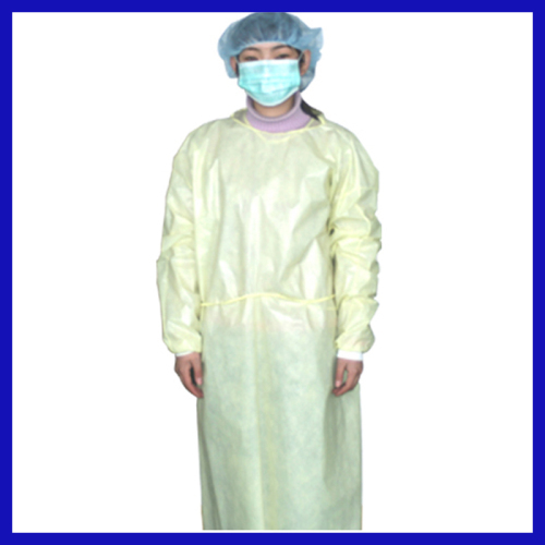 Disposable yellow isolation gown non-woven