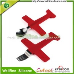 wholesale airplane shape silicone spoon fork set