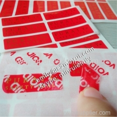 Custom glod foil stamped security tamper proof red void stickers for box seal use