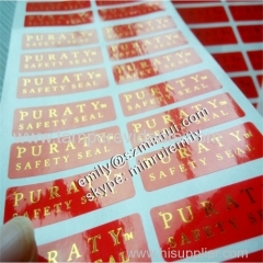 Custom glod foil stamped security tamper proof red void stickers for box seal use