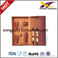 High qualiy leather Wine case with 5pcs tools