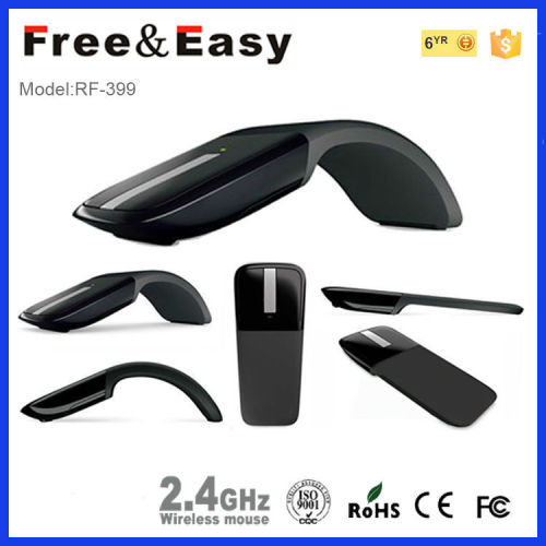 Soft Foldable rubber oil and PU surface 2.4Ghz wireless Arc touch mouse with 1200DPI