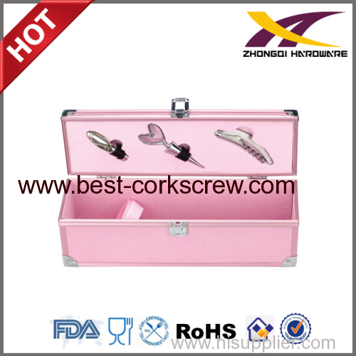 Pink Wine Set in Aluminum Box