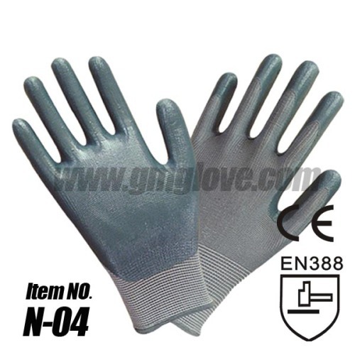 13 Gauge Nylon Nitrile Coated Gloves