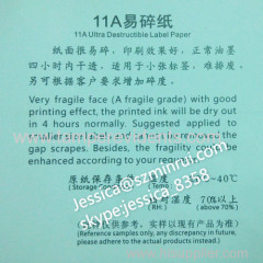 Very Fragile Grade White Matte Destructible Vinyl Materials For Security Customize Warranty Stickers