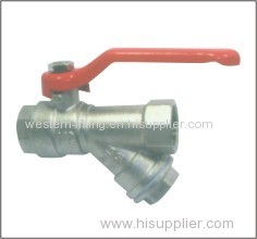 Ball Valve with Strainer F/F Nickel Plated