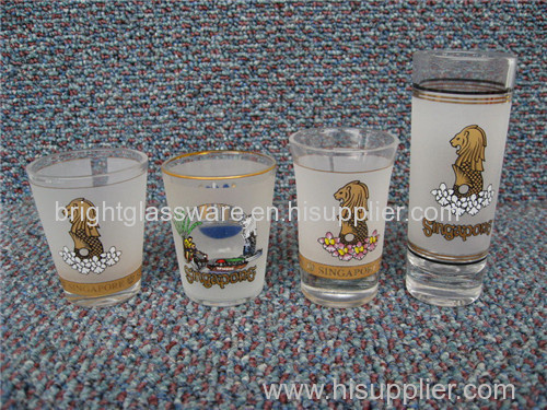 Cheap clear frosted glass shot glass for wholesale