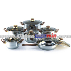 12 pcs Stainless Steel Cookware Set stock Cooking Pot Stock Pot