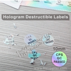 Custom qc passed holographic destructive stickers