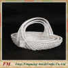 white wicker flower basket