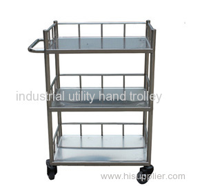 Clinical equipment medical stainless steel trolley with three layers