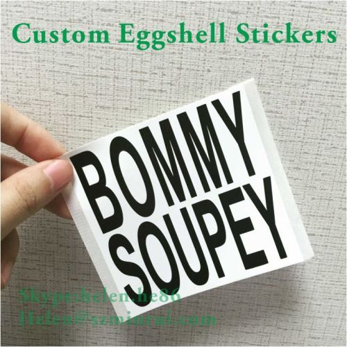 black printing eggshell stickers customized