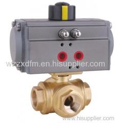 Pneumatic 3-way ball valve Pneumatic threaded 3 way ball valve Pneumatic t type ball valve