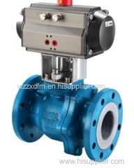 pneumatic Fluorine Lined Ball Valve stainless steel flange ball valve