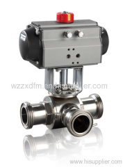 Pneumatic Sanitary Clamp Ball valve 3 way stainless steel ball valve