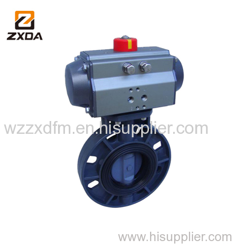 PVC butterfly valves with pneumatic actuator Anticorrosion butterfly valve