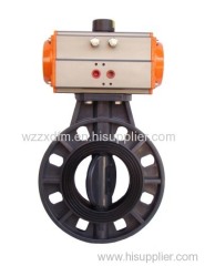 PVC butterfly valves with pneumatic actuator Anticorrosion butterfly valve