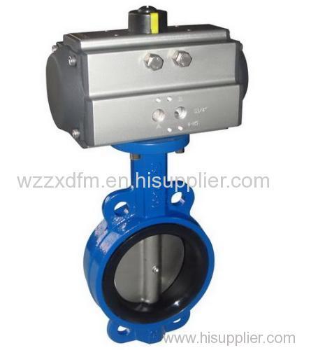 Air actuated limit switch box soft seat pneumaitc wafer type butterfly valve