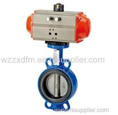 Air actuated limit switch box soft seat pneumaitc wafer type butterfly valve