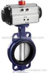 Air actuated limit switch box soft seat pneumaitc wafer type butterfly valve