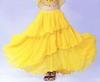 Girls Wavy hem practice chiffon belly dance skirt yellow blue color