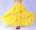 Girls Wavy hem practice chiffon belly dance skirt yellow blue color