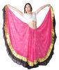 Embroidery with contrast color ruffles belly dancing skirts black , fuchsia , white color