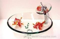 Modern Hanging Dark Red Glass Basin