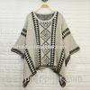 Aztec pattern jacquard women knit poncho shawl , ladies wool ponchos