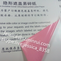 Custom Invisible Cover Pink Adhesive Side Seal Sticker Ultra Destructible Vinyl Materials