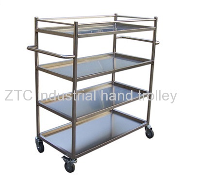 Two handle material moving shelf trolley with four layers