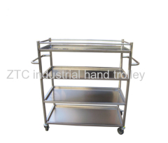 Two handle material moving shelf trolley with four layers