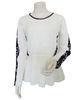 Lace panelled PU neck trim Ladies Pullover Sweaters wear clothes or customized