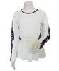 Lace panelled PU neck trim Ladies Pullover Sweaters wear clothes or customized