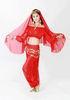 Authentic Chiffon belly dance practice costumes red , yellow color OEM design