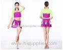 Contrast color spandex belly dance practice costumes with tassels breathable and healthy