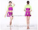 Contrast color spandex belly dance practice costumes with tassels breathable and healthy