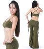 Tribal viscose belly dance practice costume / belly dance workout clothes Olive green color
