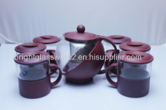 Typical Chinese style design a set of heat resistant glass tea pot for wholesale