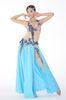 Egyptian sexy belly dancing costumes blue color with 3D embroidery design