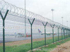 Green Y Type Airport Fence With Top Razor Barbed Wire