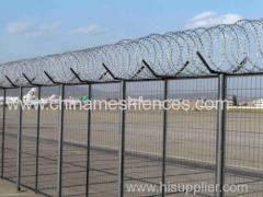 Green Y Type Airport Fence With Top Razor Barbed Wire