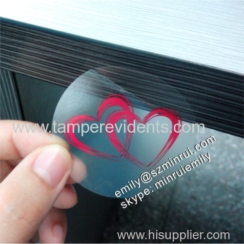 Red Hearts Printed Transparent Clear Round Stickers