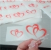 Red Hearts Printed Transparent Clear Round Stickers