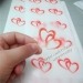 Red Hearts Printed Transparent Clear Round Stickers