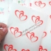 Red Hearts Printed Transparent Clear Round Stickers