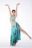 Fake silk belly dance dresses costumes with print and sparkling diamonds