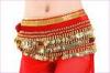 Velvet layers coin belly dancer hip scarf coin sash with sequin trims