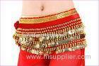 Velvet layers coin belly dancer hip scarf coin sash with sequin trims